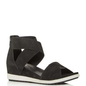 Eileen Fisher Viv Wedge Suede Sandals in Black